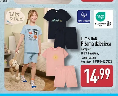 Piżama dziecięca Lily & Dan promocja w Aldi