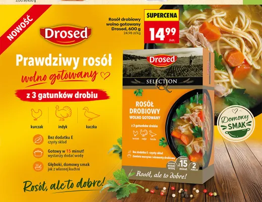 Rosół drobiowy wolno gotowany Drosed promocja w Biedronka