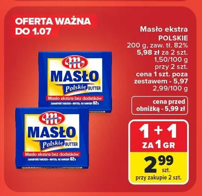 Masło ekstra Mlekovita Polskie promocja w Carrefour