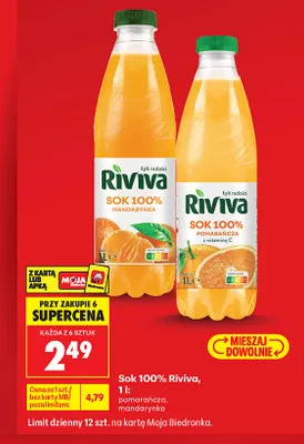 Sok pomarańcza Riviva 100% promocja w Biedronka