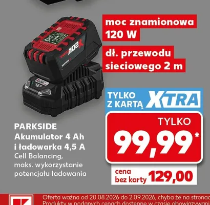 Akumulator 4Ah i ładowarka 4,5A Parkside promocja w Kaufland