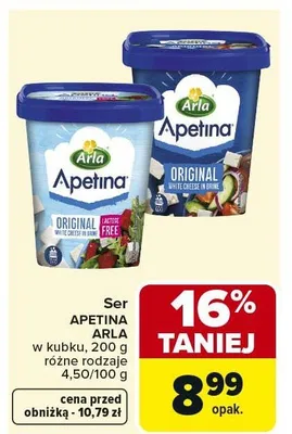 Ser apetina original w kubku różne rodzaje promocja w Carrefour