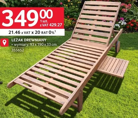 Leżak drewniany promocja w Selgros