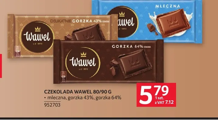Czekolada Wawel gorzka 43% promocja w Selgros