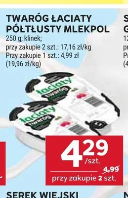 Twaróg półtłusty Łaciaty Mlekpol promocja w Stokrotka