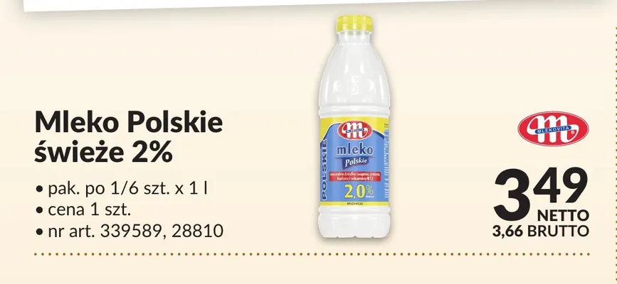 Mleko polskie świeże Mlekovita 2% promocja w Makro