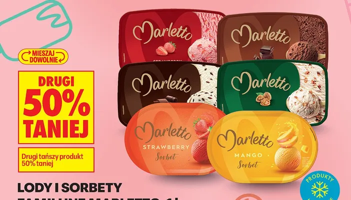 Lody i sorbety familijne różne rodzaje promocja w Biedronka