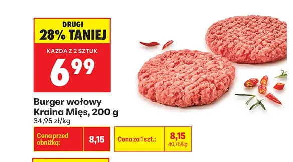 Burger wołowy Kraina Mięs promocja w Biedronka