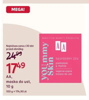 Maska do ust AA you.mmy Skin Raspberry Zen promocja w Rossmann