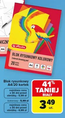 Blok rysunkowy a4 20 kartek biały Rexus promocja w Carrefour