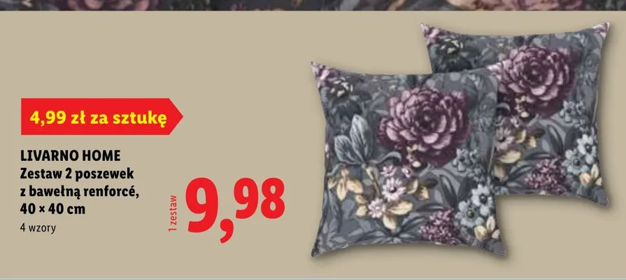 Zestaw 2 poszewek z bawełną renforcé Livarno Home promocja w Lidl