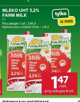 Mleko UHT 3,2% Farm Milk promocja w Stokrotka