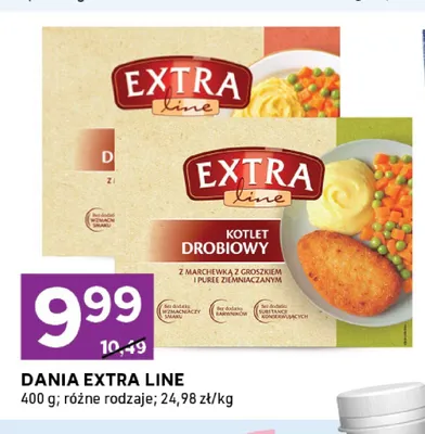 Kotlet drobiowy z marchewką z groszkiem i puree ziemniaczanym Extra Line promocja w Stokrotka