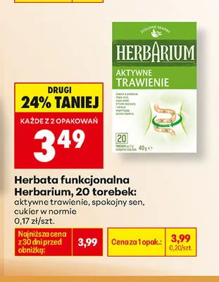 Herbata funkcjonalna Herbarium aktywne trawienie promocja w Biedronka