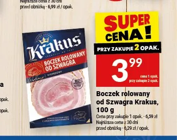 Boczek rolowany od Szwagra Krakus promocja w Twój Market
