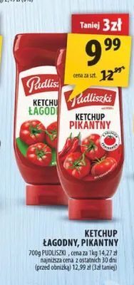 Ketchup łagodny Pudliszki promocja w Arhelan