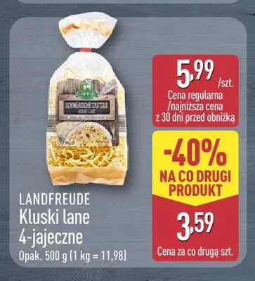 Kluski lane 4-jajeczne Landfreude promocja w Aldi