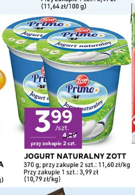 Jogurt naturalny Zott promocja w Stokrotka