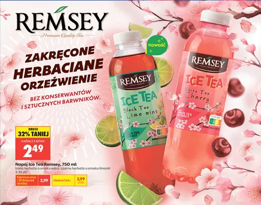 Napój Ice Tea biała herbata o smaku wiśni Remsey promocja w Biedronka
