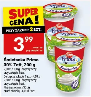 Śmietanka Primo 30% Żott promocja w Twój Market