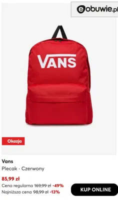 Plecak Vans czerwony promocja w eobuwie.pl
