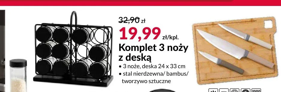 Komplet 3 noży z deską promocja w Salony Agata