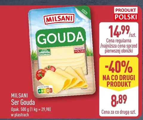 Ser Gouda w plastrach promocja w Aldi