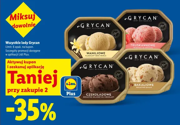 Lody waniliowe Grycan promocja w Lidl