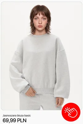 Bluza damska basic Cropp jasnoszara promocja w Cropp