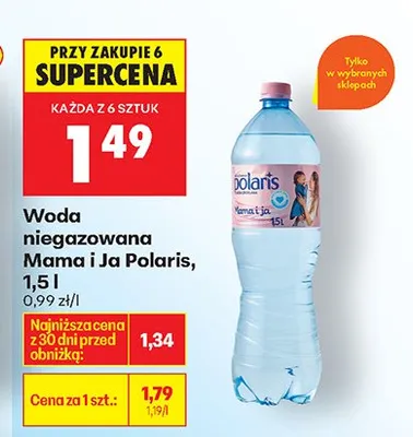 Woda niegazowana Mama i Ja Polaris promocja w Biedronka
