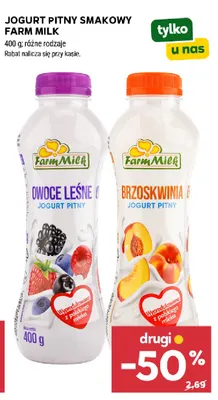 Jogurt pitny smakowy Farm Milk brzoskwinia promocja w Stokrotka
