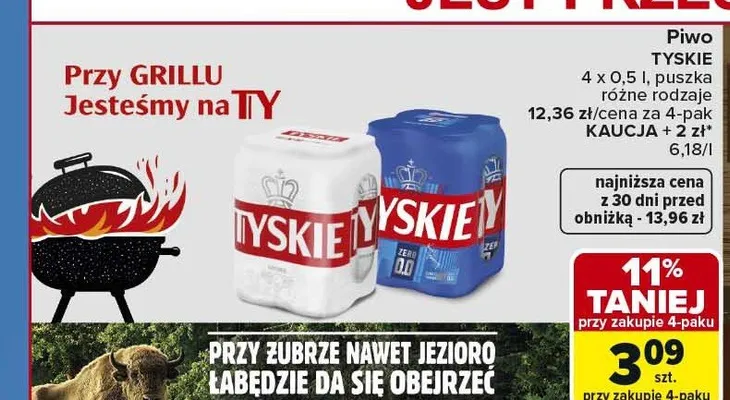 Piwo Tyskie 4-pak 0,5l promocja w Carrefour
