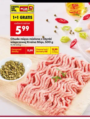 Chude mięso mielone z szynki wieprzowej Kraina Mięs promocja w Biedronka