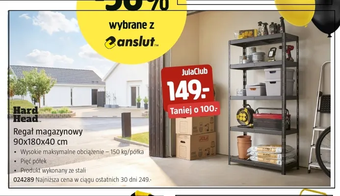 Regał magazynowy 90x180x40 cm Hard Head promocja w Jula