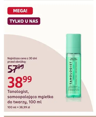 Samoopalająca mgiełka do twarzy Tanologist promocja w Rossmann