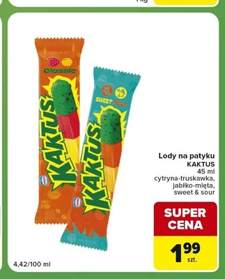 Lody na patyku Kaktus promocja w Carrefour Express