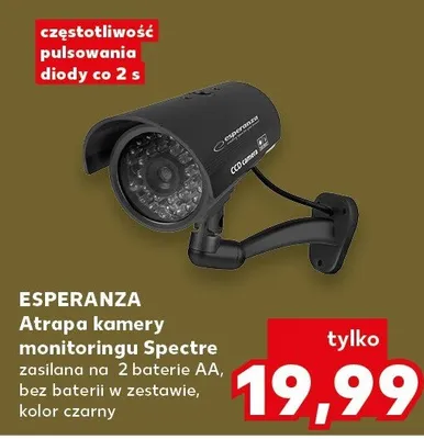 Atrapa kamery monitoringu Spectre Esperanza zasilana na 2 baterie AA czarna promocja w Kaufland