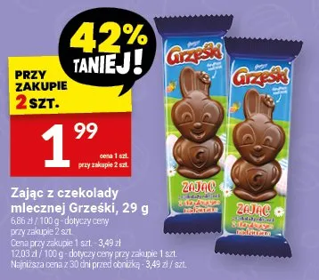 Zając z czekolady mlecznej Grzeski promocja w Twój Market