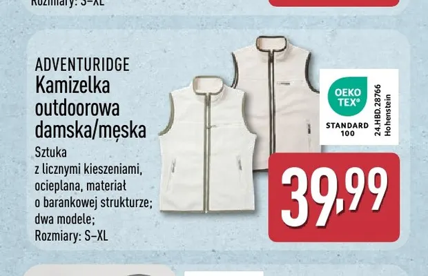 Kamizelka outdoorowa damska/męska Adventuridge promocja w Aldi