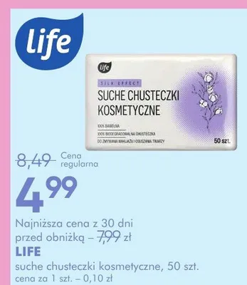 Chusteczki kosmetyczne life promocja w Super-Pharm