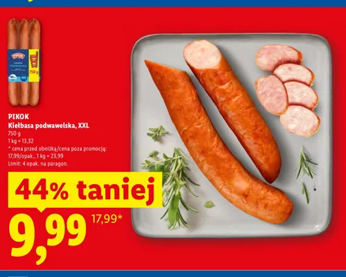 Kiełbasa podwawelska Pikok XXL promocja w Lidl