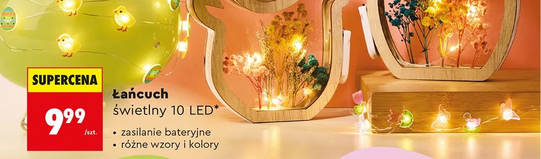 Łańcuch świetlny 10 LED, różne wzory i kolory promocja w Biedronka