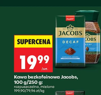 Kawa bezkofeinowa mielona Jacobs promocja w Biedronka