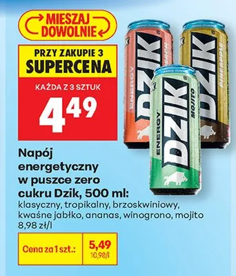 Napój energetyczny w puszce zero klasyczny promocja w Biedronka
