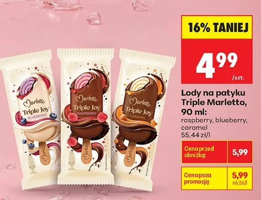 Lody na patyku Triple Marletto caramel promocja w Biedronka