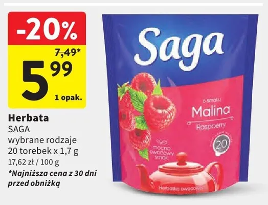 Herbata Malina wybrane rodzaje promocja w Intermarche