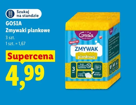 Zmywaki piankowe Gosia 3-pak promocja w Lidl