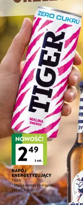 Napój energetyzujący Tiger Malina energy zero cukru promocja w Intermarche