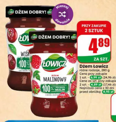 Dżem wiśniowy Łowicz promocja w Dino