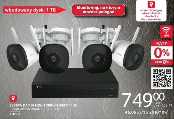 ZESTAW KAMER MONITORINGU NVR4104HS promocja w Selgros